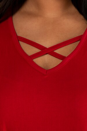 Duże rozmiary Długi T-shirt, damska, czerwony, rozmiar: 62/64, bawełna, Ulla Popken