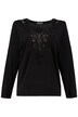 Beaded Lace Insert V-Neck Long Sleeve Sweater