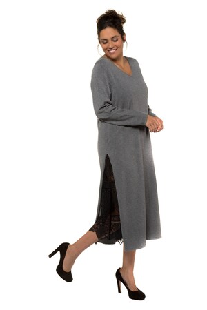 Ulla Popken Jurk V Hals Gebreid Met Onderjurk Grote Maten ulla popken kopen in de aanbieding