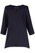 Satin Inset Round Keyhole Neck Tunic Blouse