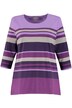 Purple Tonal Stripe Round Neck Stretch Knit Top