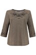 Floral Embroidery Bead Accent Metallic Knit Top