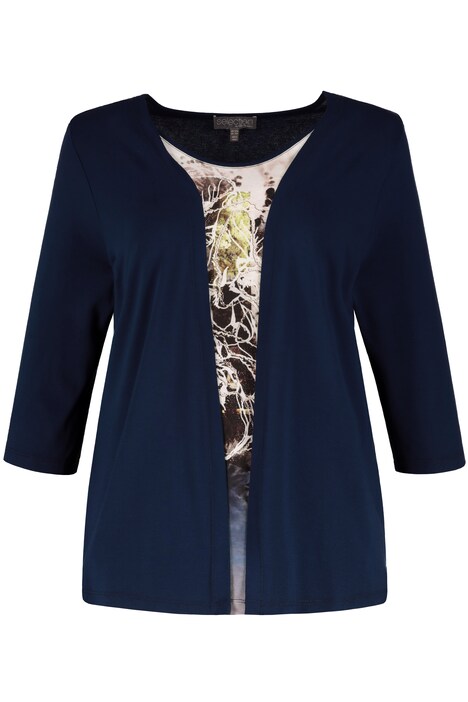 2 in 1 Ombre Inset Round Neck Stretch Knit Top