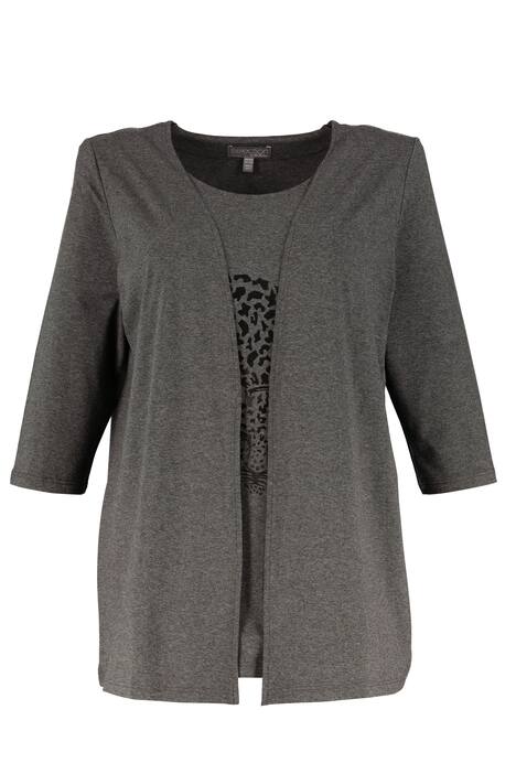 2 in 1 Prowling Leopard Inset Stretch Knit Top