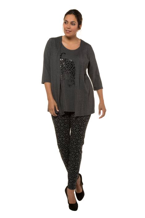 2 in 1 Prowling Leopard Inset Stretch Knit Top