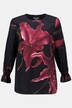 Lily Print Round Neck Flounce Sleeve Blouse