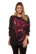 Lily Print Round Neck Flounce Sleeve Blouse