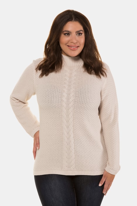 plus size cable knit turtleneck sweater