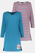 Bigshirts, 2er-Pack, Ringel/Pinguinmotiv, bis Gr. 66/68