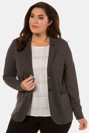 Ulla Popken Sweatblazer, Reversform, gemusterter Unterkragen - Große Größen