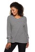 Ruffle Sleeve Trim Stripe Classic Fit Stretch Cotton Tee