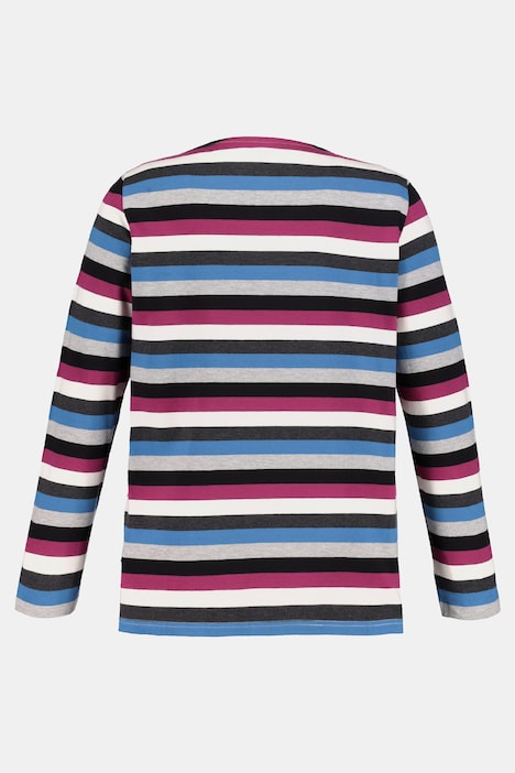 Streifenshirt, V-Ausschnitt, Classic, Elasthan