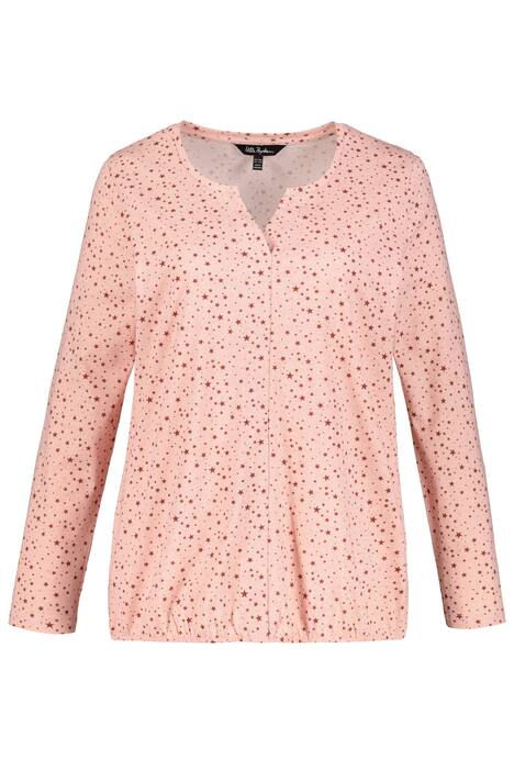 Star Print Elastic Hem Classic Fit Cotton Knit Tee