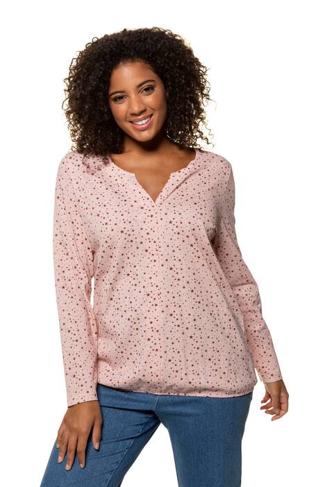 Star Print Elastic Hem Classic Fit Cotton Knit Tee