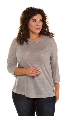 Ulla Popken Shirt Classic Metallic Strepen 34 Mouwen Grote Maten ulla popken kopen in de aanbieding