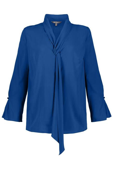 Tie Collar Flounce Sleeve Blouse