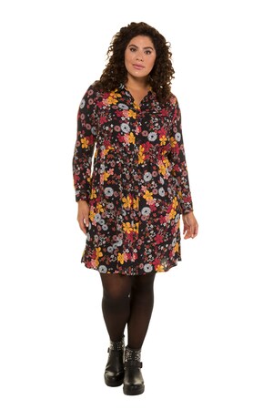 Ulla Popken Jurk Overhemdkraag Elastische Dwarsnaad Grote Maten ulla popken kopen in de aanbieding