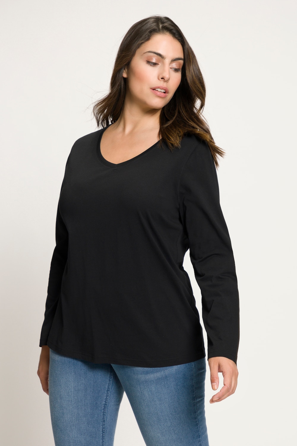 Grote Maten shirt, Dames, zwart, Maat: 54/56, Ulla Popken