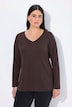 Shirt, slim, V-hals, lange mouw