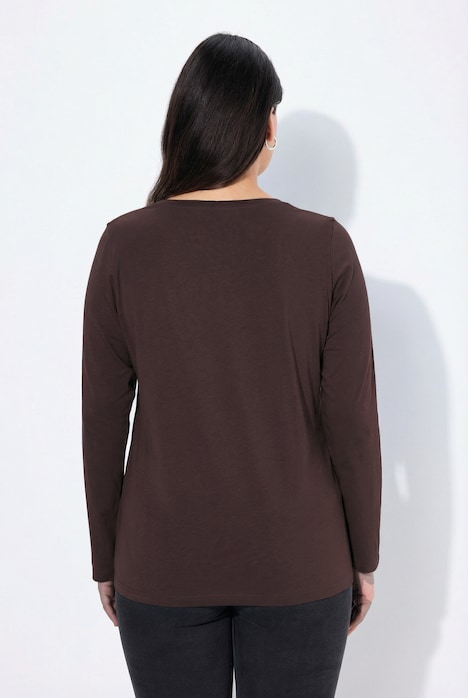 Shirt, slim, V-hals, lange mouw