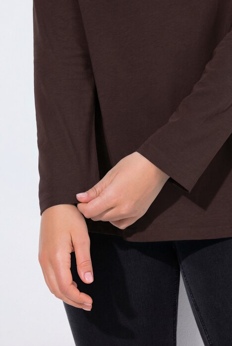 Shirt, slim, V-hals, lange mouw