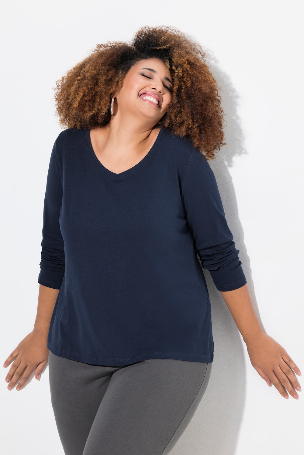 Shirt, Slim, V-Ausschnitt, Langarm