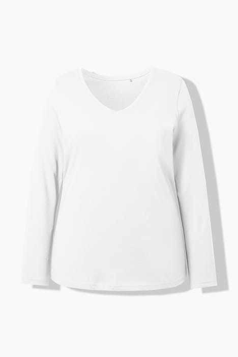 Ulla Popken Camicetta Donna Con Scollo A V – Maniche Lunghe, Vestibilità Relaxed, Puro Cotone