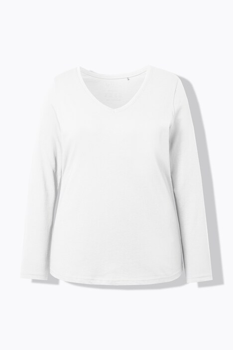 Ulla Popken Camicetta Donna Con Scollo A V – Maniche Lunghe, Vestibilità Relaxed, Puro Cotone