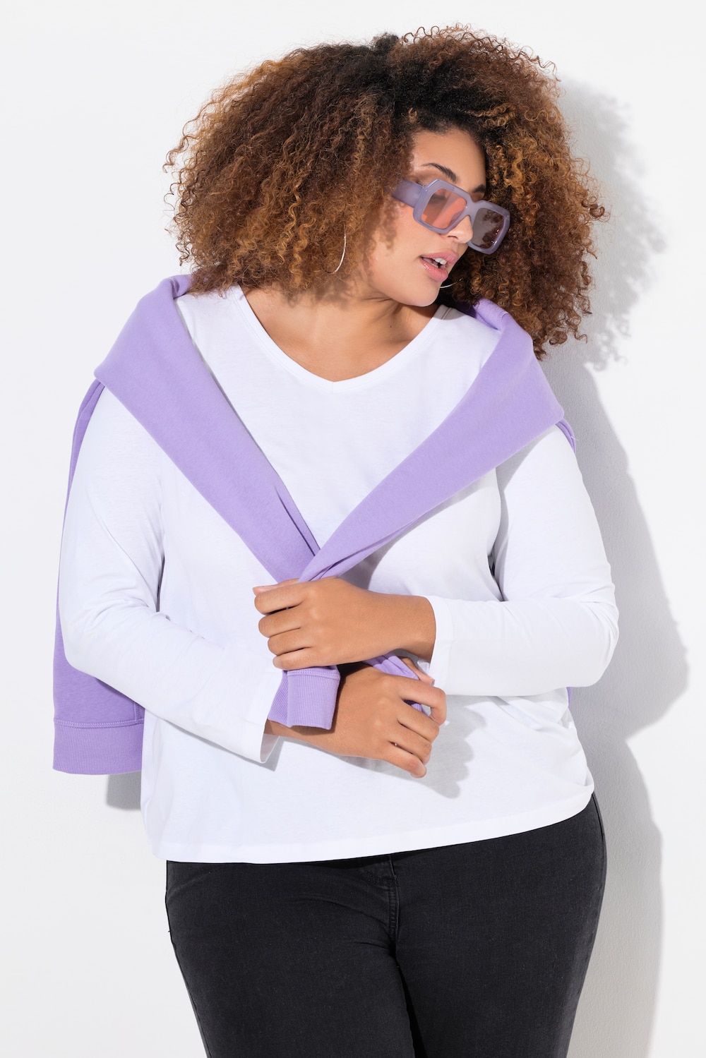 Shirt, Slim, V-Ausschnitt, Langarm