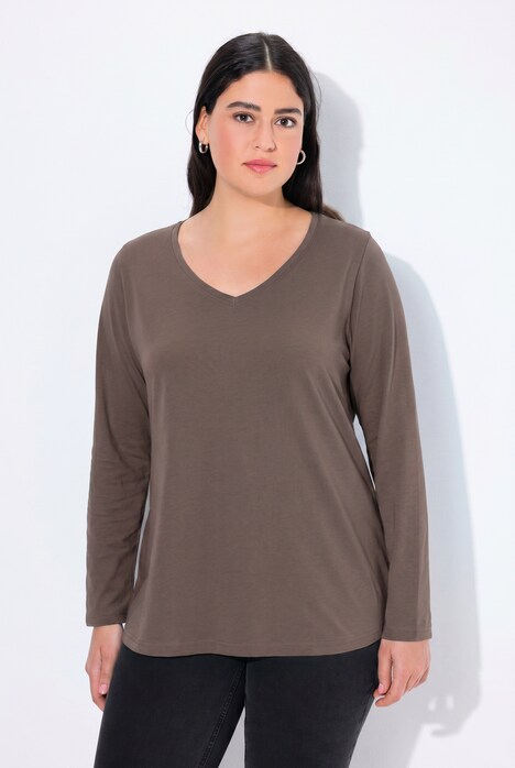 Shirt, Slim, V-Ausschnitt, Langarm