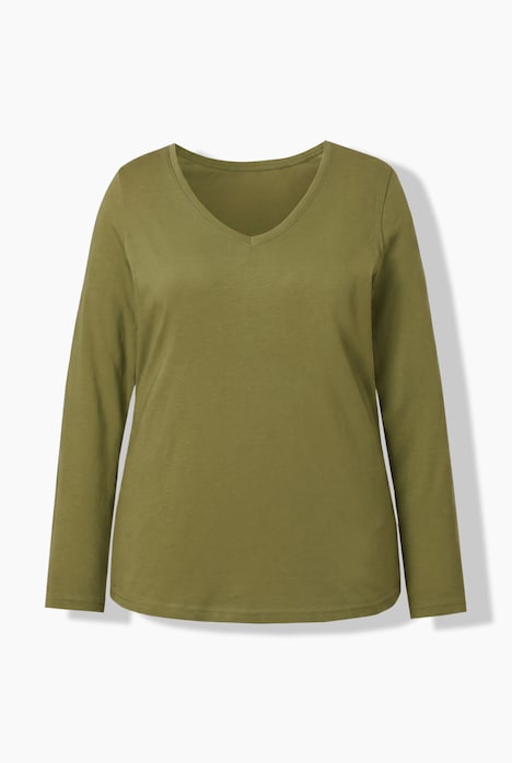 Shirt, Slim, V-Ausschnitt, Langarm
