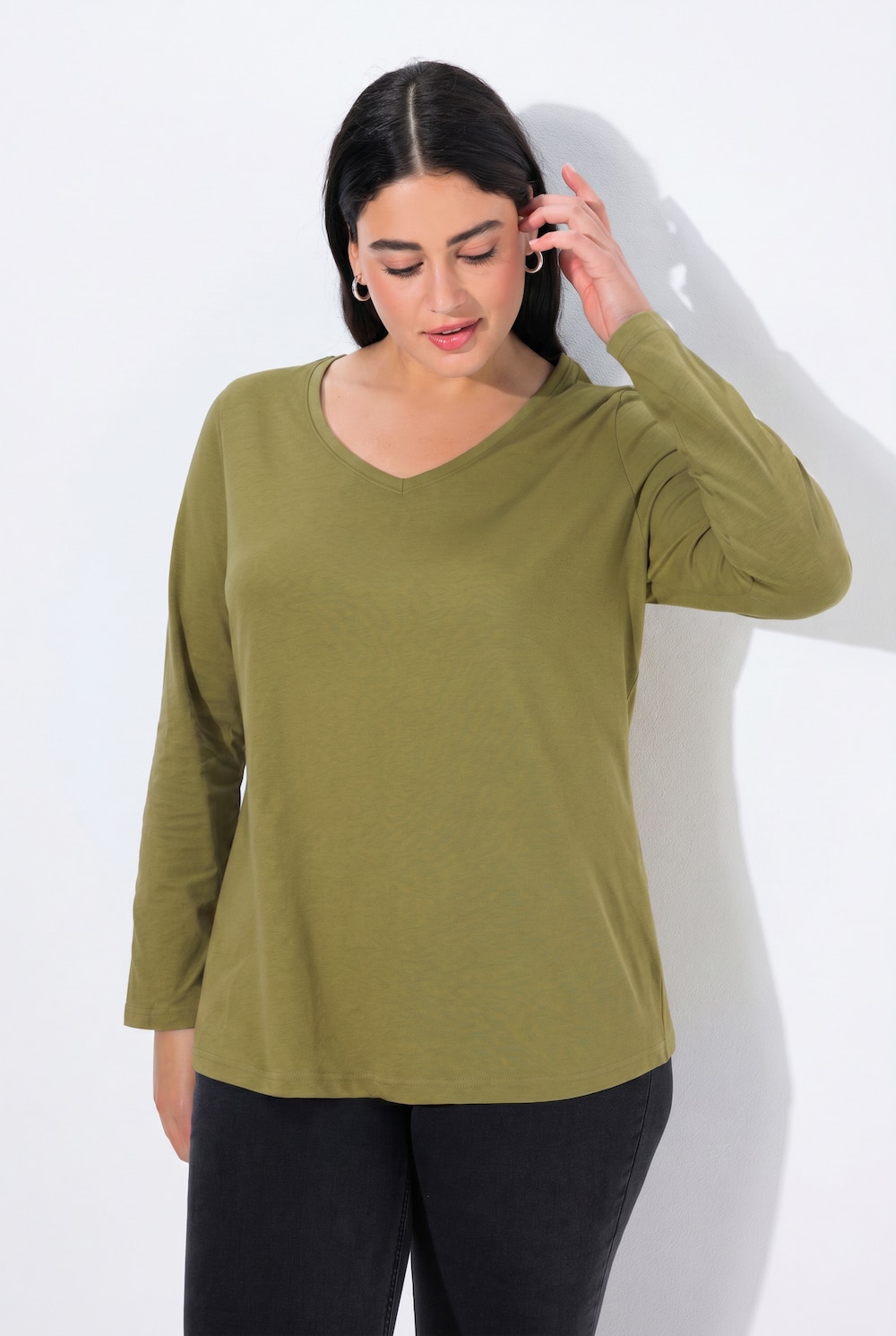 Shirt, Slim, V-Ausschnitt, Langarm