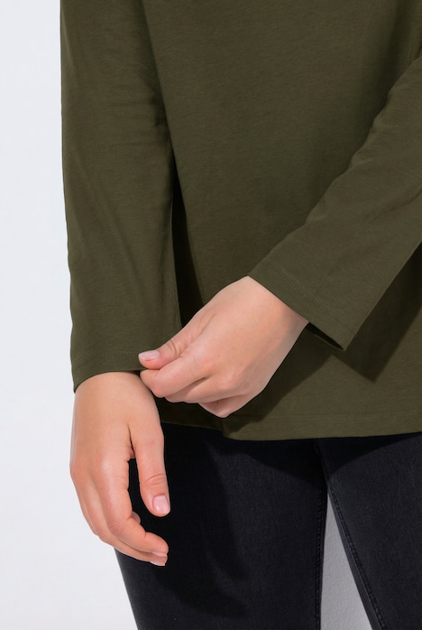 Shirt, slim, V-hals, lange mouw