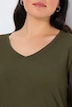 Shirt, slim, V-hals, lange mouw