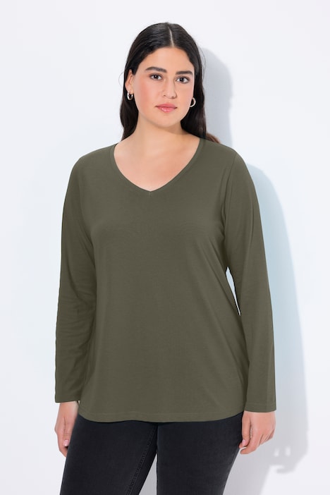 Shirt, Slim, V-Ausschnitt, Langarm