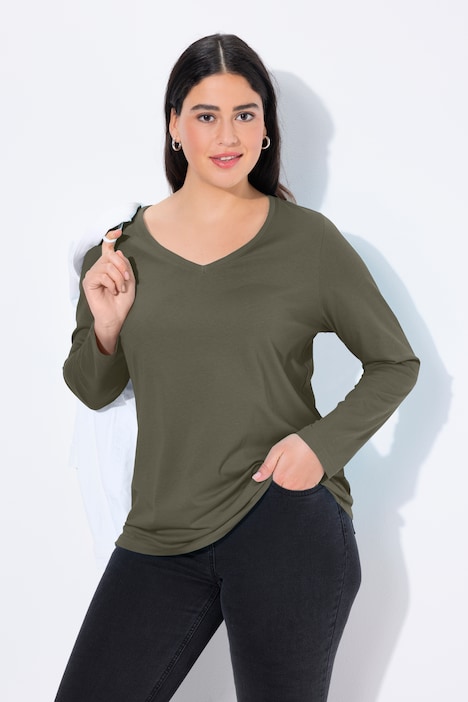 Shirt, Slim, V-Ausschnitt, Langarm