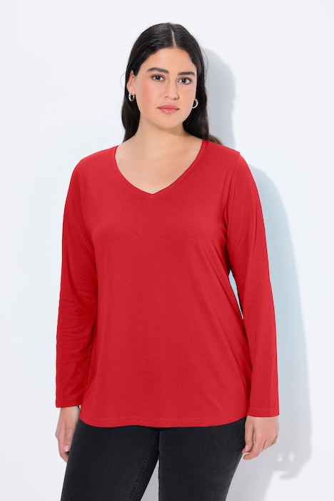 Shirt, Slim, V-Ausschnitt, Langarm
