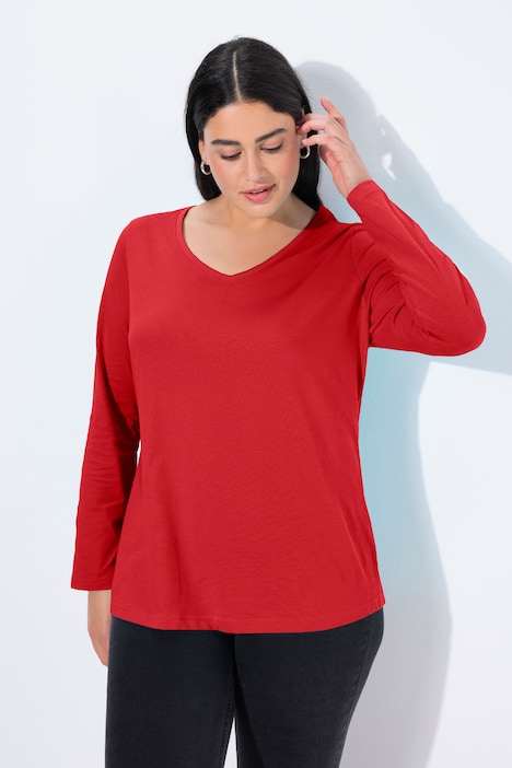 Shirt, Slim, V-Ausschnitt, Langarm