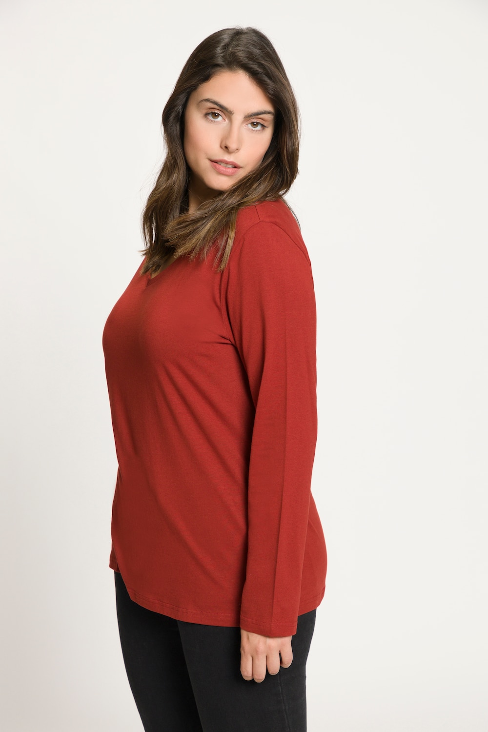 Grote Maten Shirt, Dames, rood, Maat: 46/48, Katoen, Ulla Popken