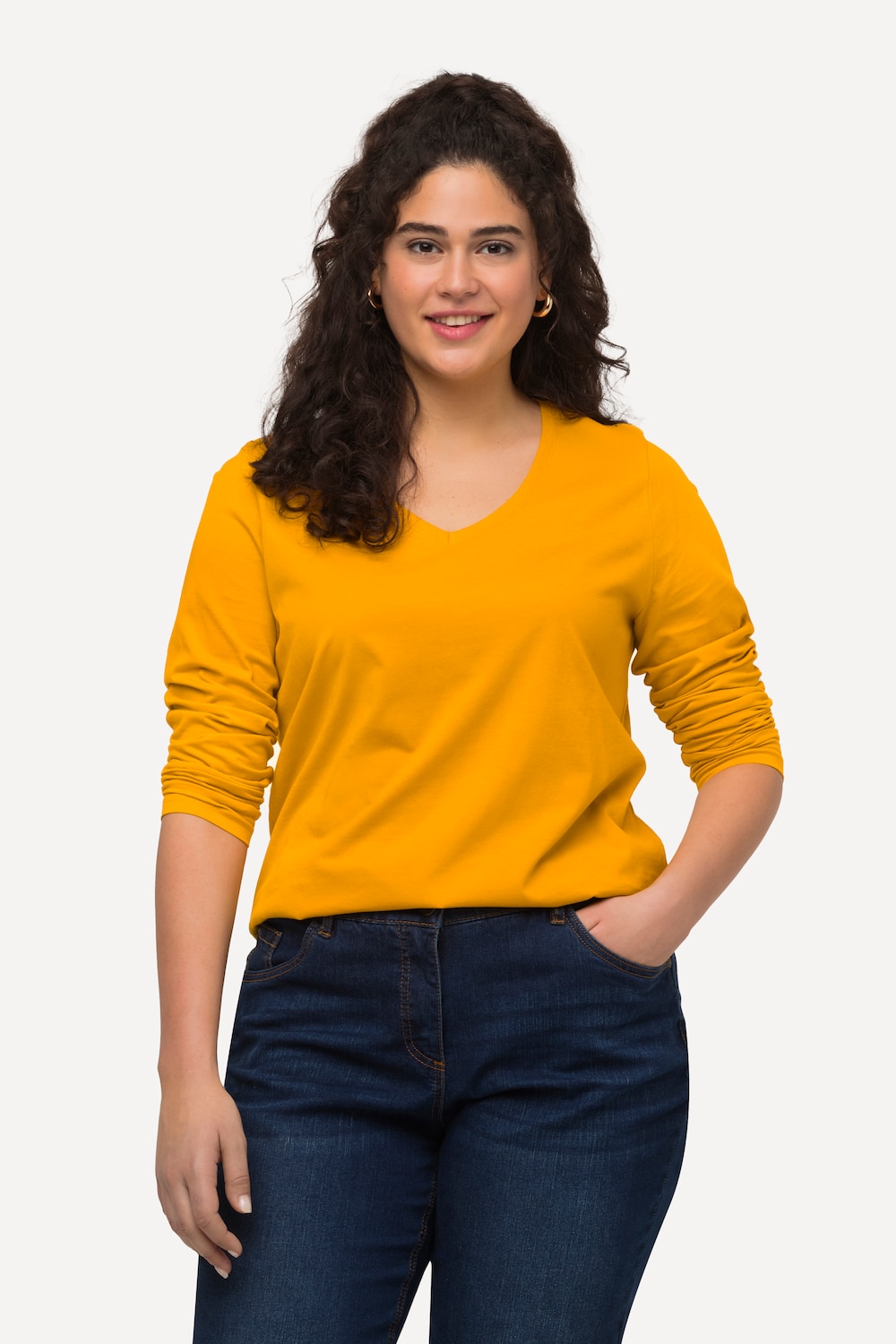 Grote Maten Shirt, Dames, oranje, Maat: 42/44, Katoen, Ulla Popken