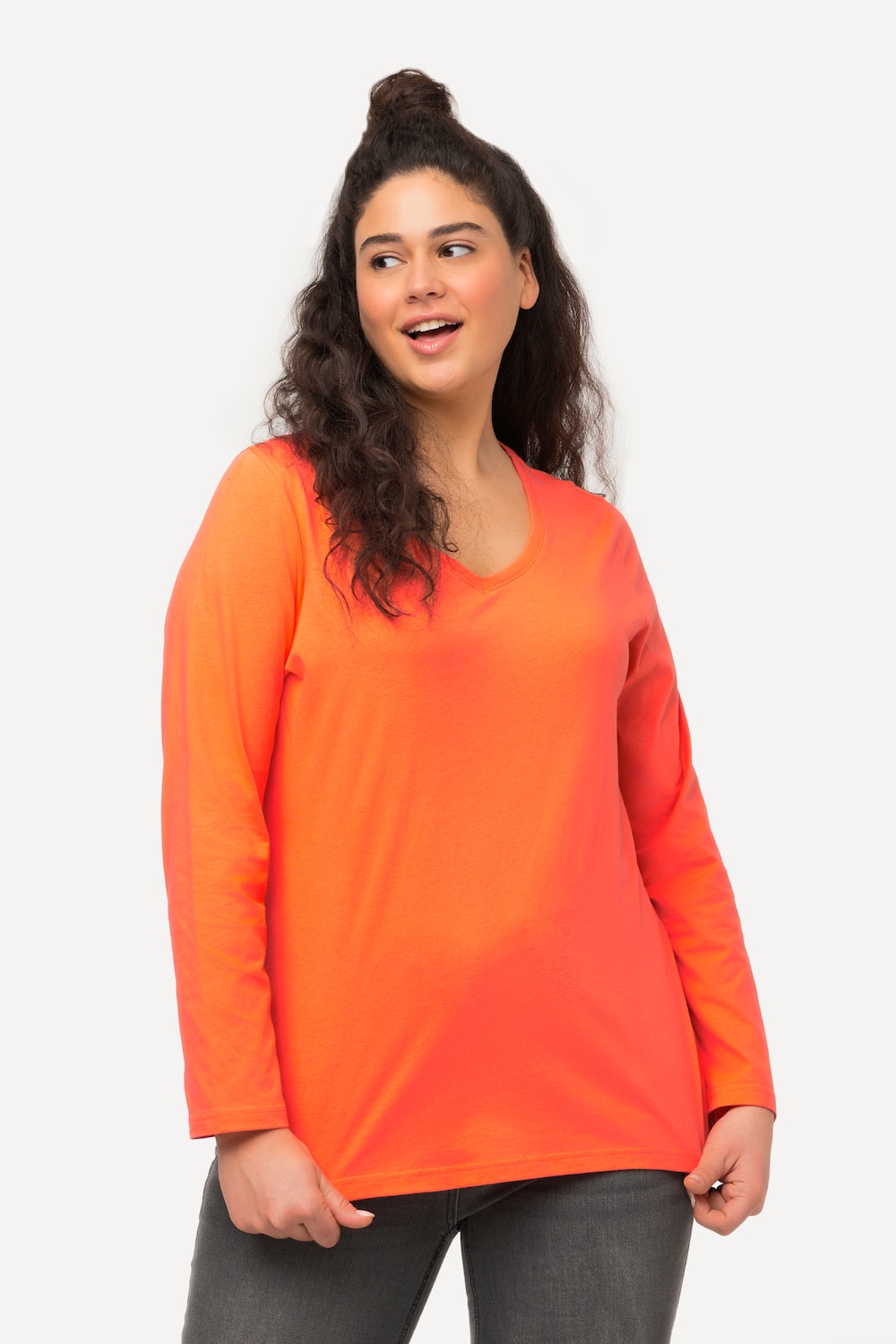 Grote Maten shirt, Dames, oranje, Maat: 46/48, Ulla Popken