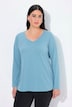 Shirt, slim, V-hals, lange mouw