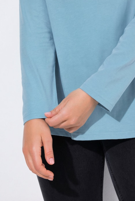 Shirt, slim, V-hals, lange mouw