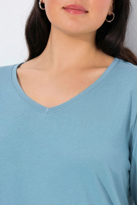 Shirt, slim, V-hals, lange mouw