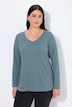 Shirt, slim, V-hals, lange mouw