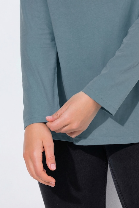 Shirt, slim, V-hals, lange mouw