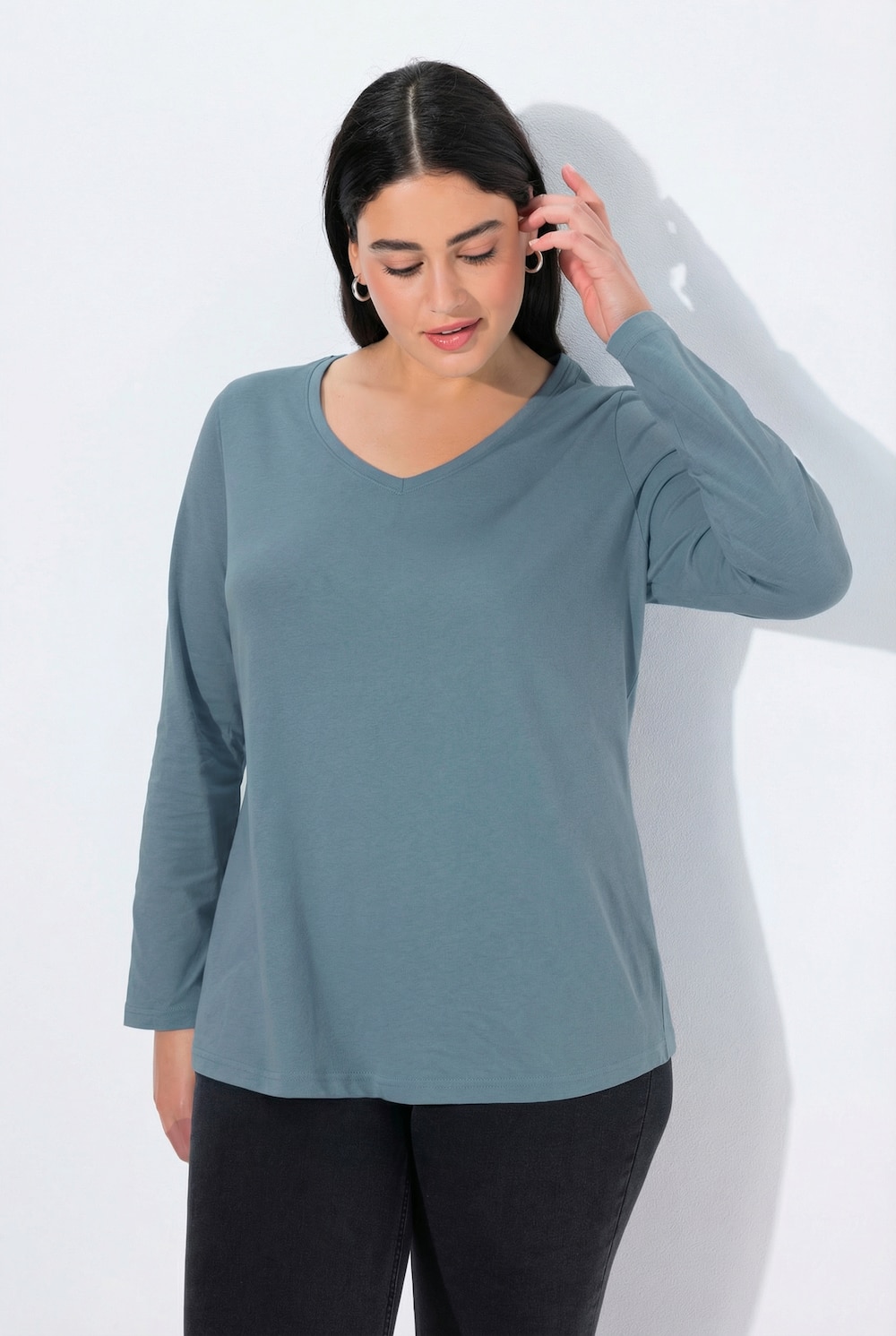 Shirt, Slim, V-Ausschnitt, Langarm