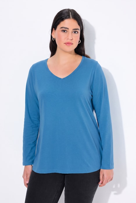 Shirt, Slim, V-Ausschnitt, Langarm