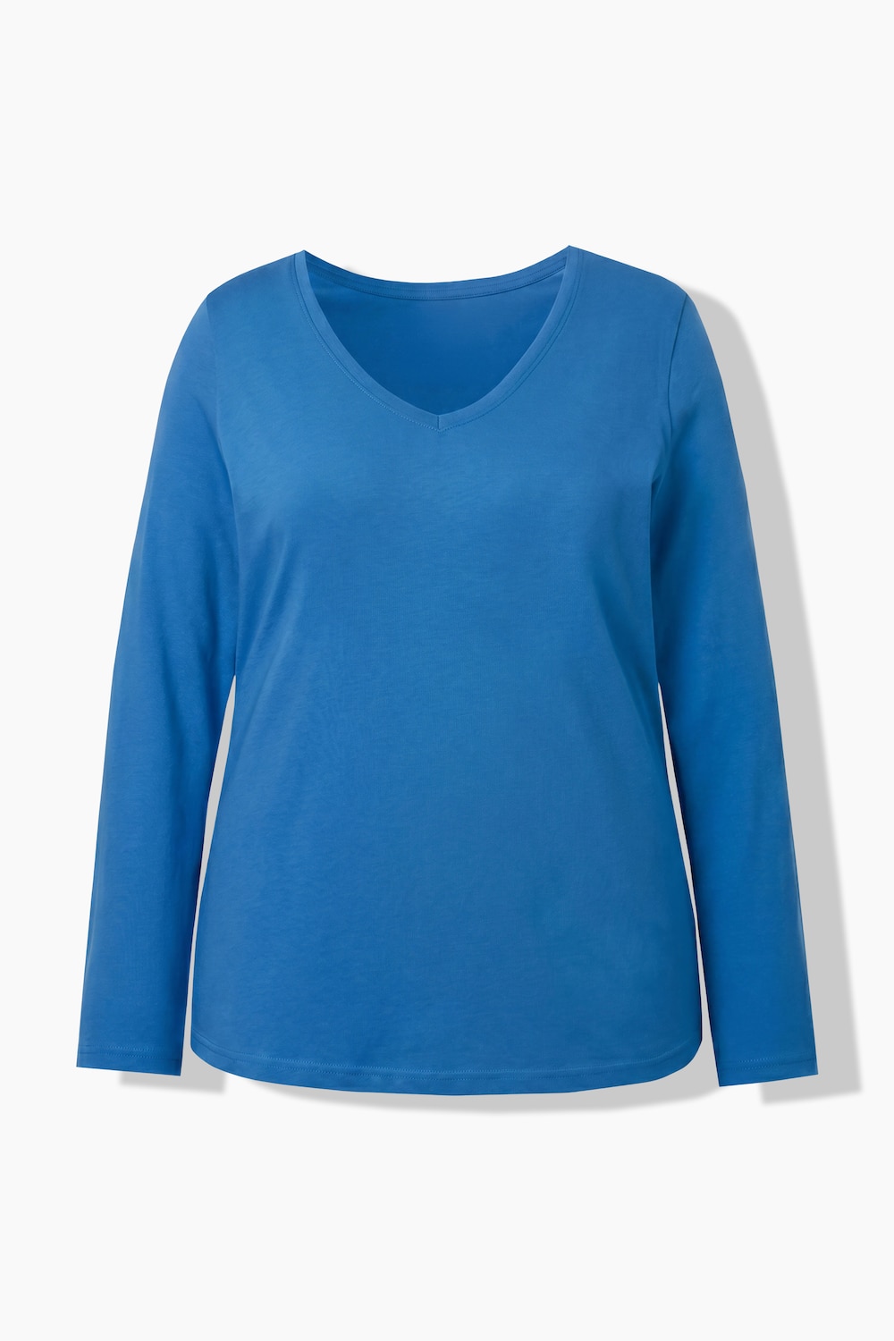 Langærmet T-shirt med V-udskæring og slim pasform