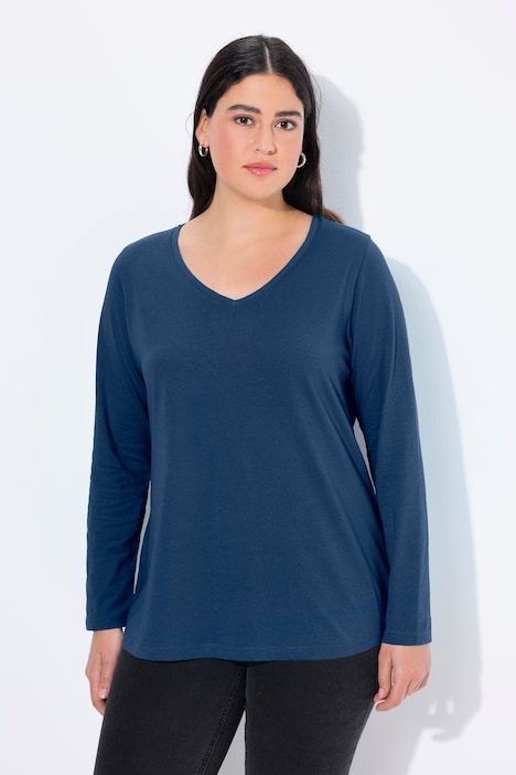 Shirt, Slim, V-Ausschnitt, Langarm